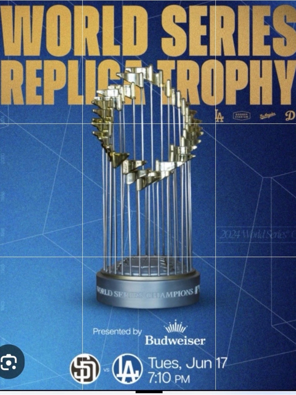 Preowned inbox, Budweiser Los Angeles Dodgers, 2024 World Series Replica trophy